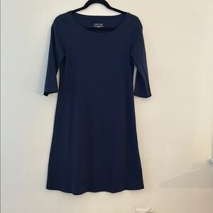 Eileen Fisher Blue Midi A-line Dress Neck
